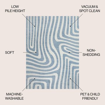 Maze Abstract Two-Tone Low-Pile Machine-Washable Area Rug